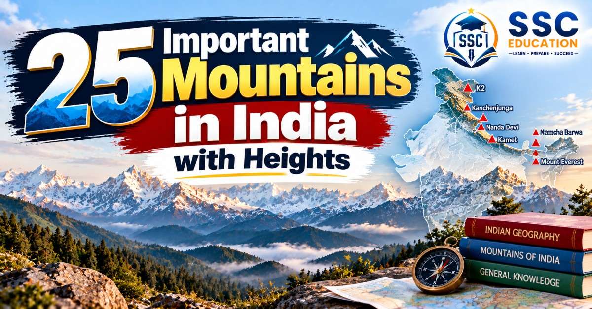 25 Important Mountains in India with Heights (SSC GK Practice)