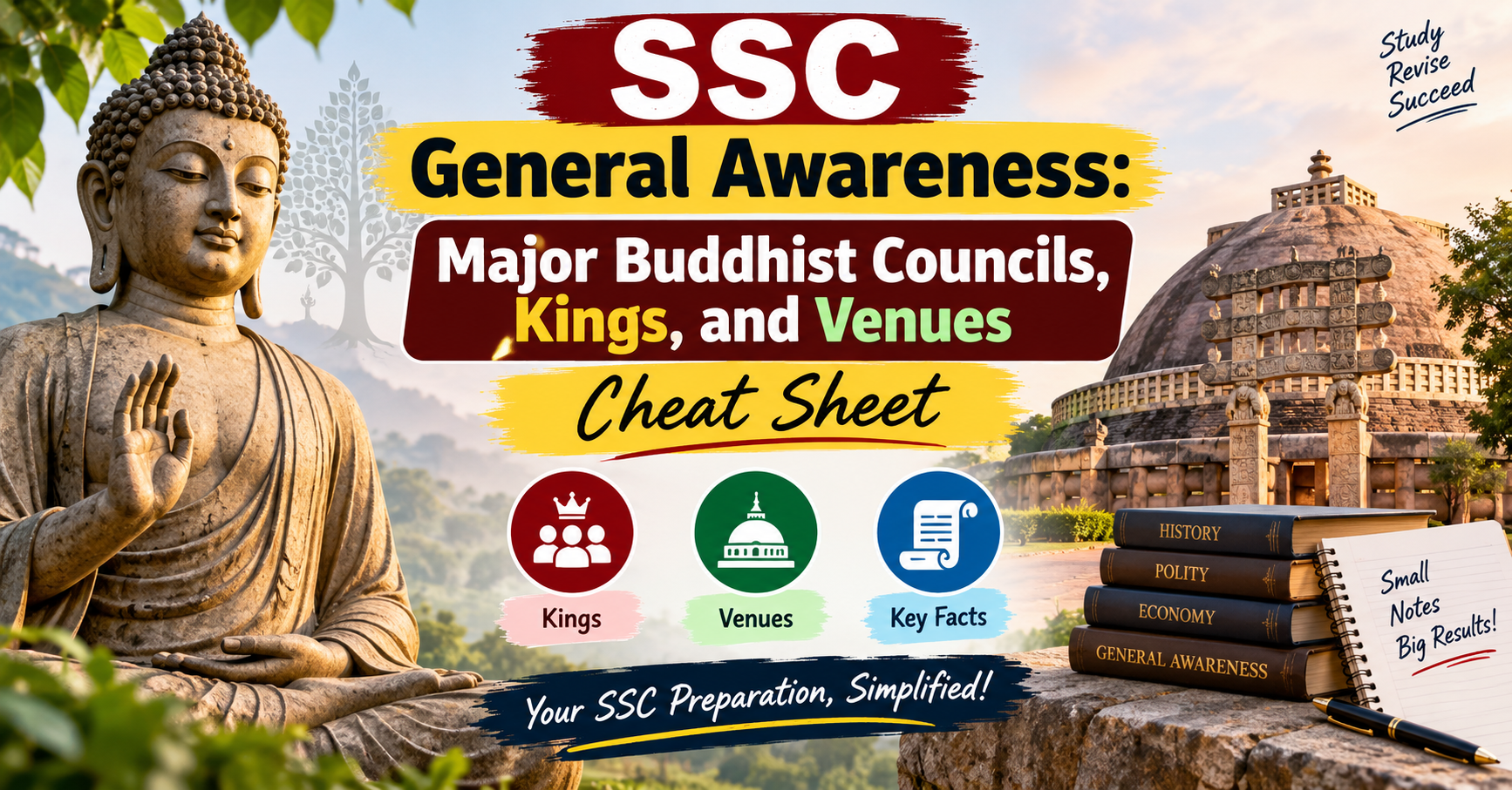 SSC General Awareness: Major Buddhist Councils, Kings, and Venues Cheat Sheet