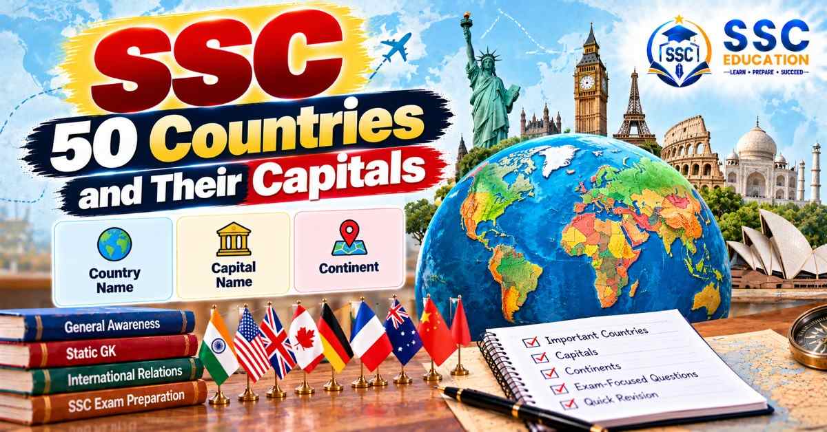 50 Countries and Their Capitals (SSC GK Practice Set)