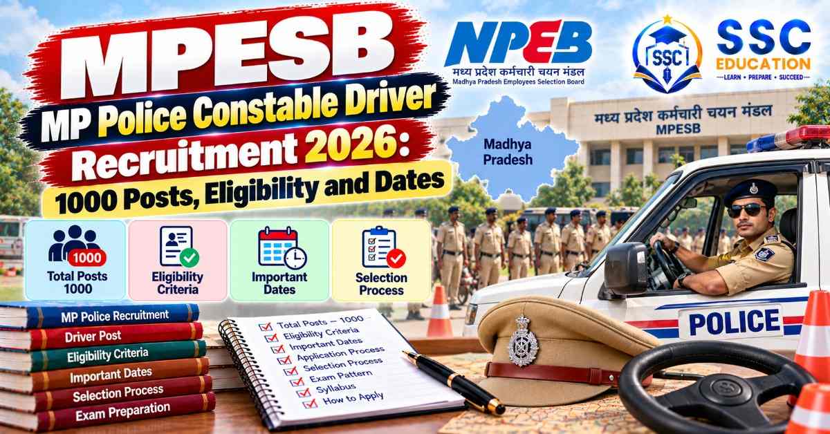 MPESB MP Police Constable Driver Recruitment 2026: 1000 Posts, Eligibility and Dates