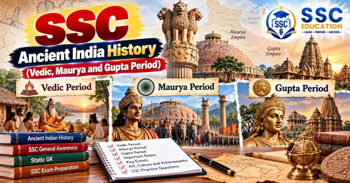 SSC Ancient India History Questions with Answers (Vedic, Maurya and Gupta Period)