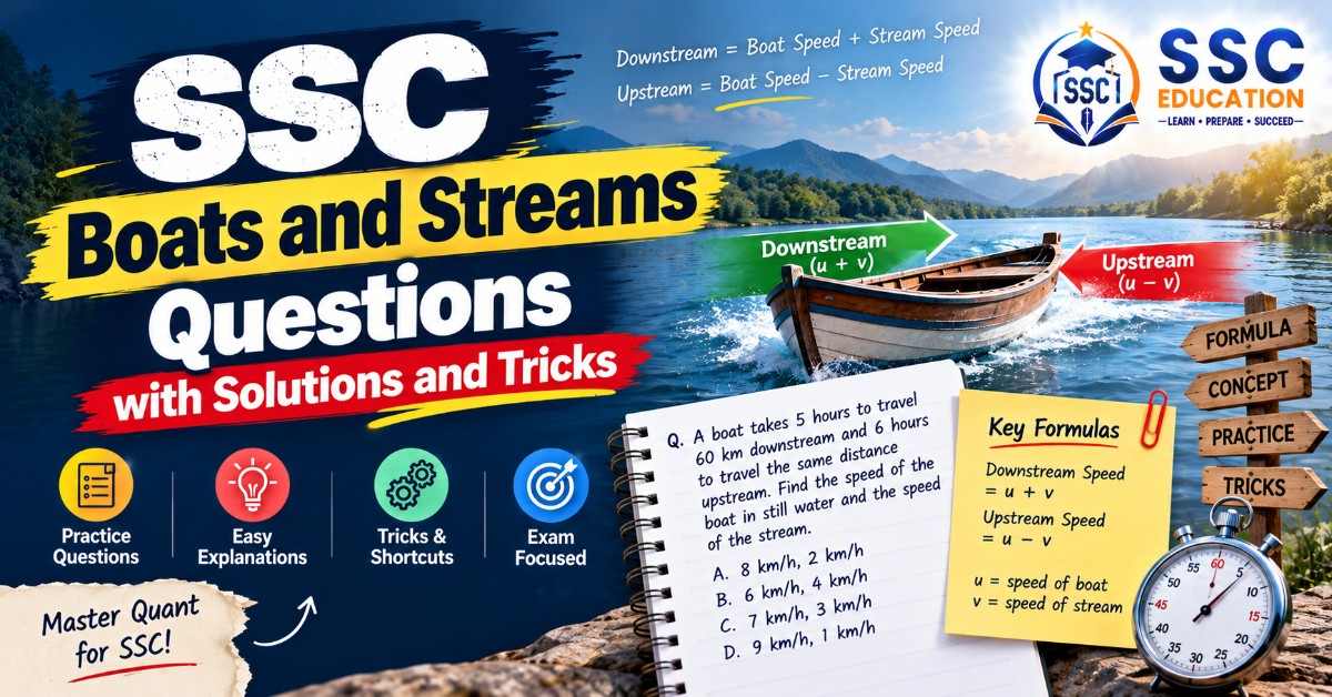SSC Boats and Streams Questions with Solutions and Tricks
