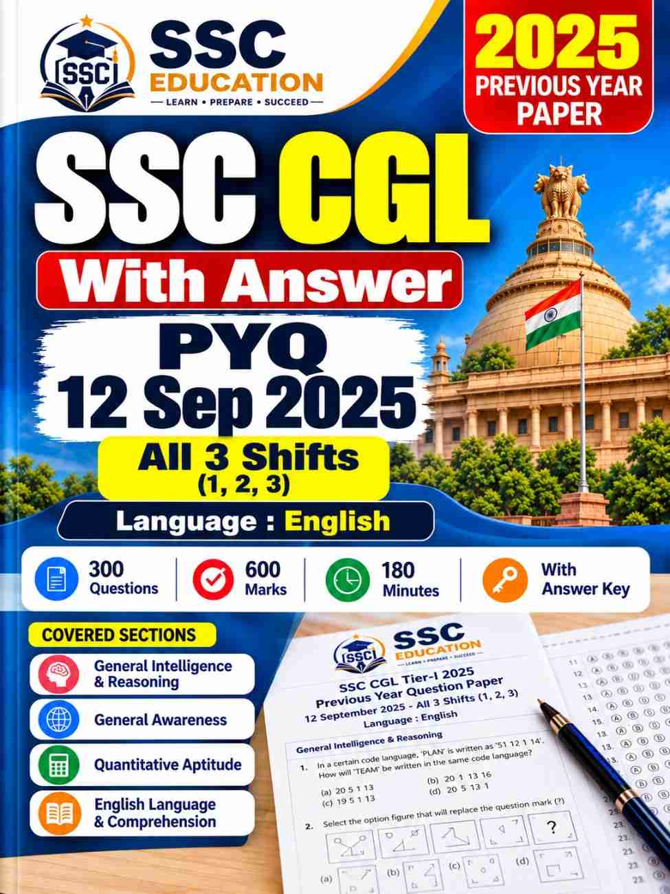 SSC CGL PYQ 12 Sep 2025 – All Shifts (1, 2, 3) With Answer in English PDF