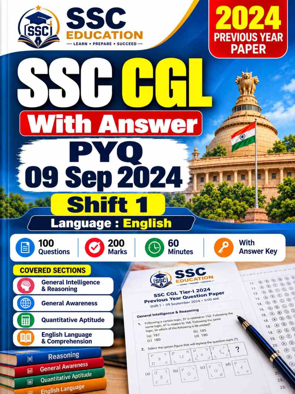 SSC CGL Solved Question Paper – Tier 1 - 09 Sep 2024 (Shift 1) | English PDF