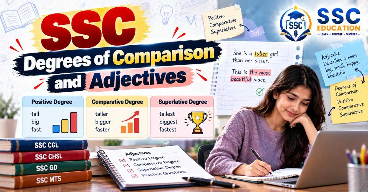 SSC Degrees of Comparison and Adjectives Questions with Answers