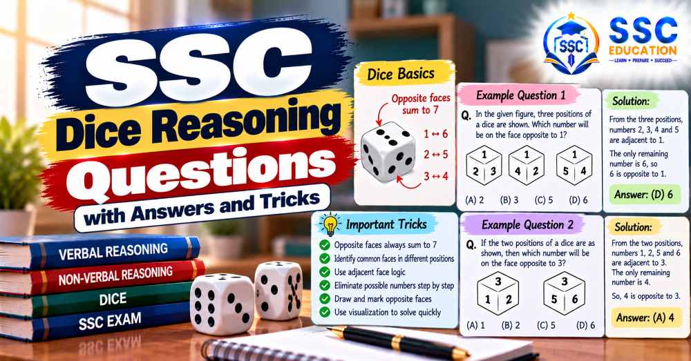 SSC Dice Reasoning Questions with Answers and Tricks