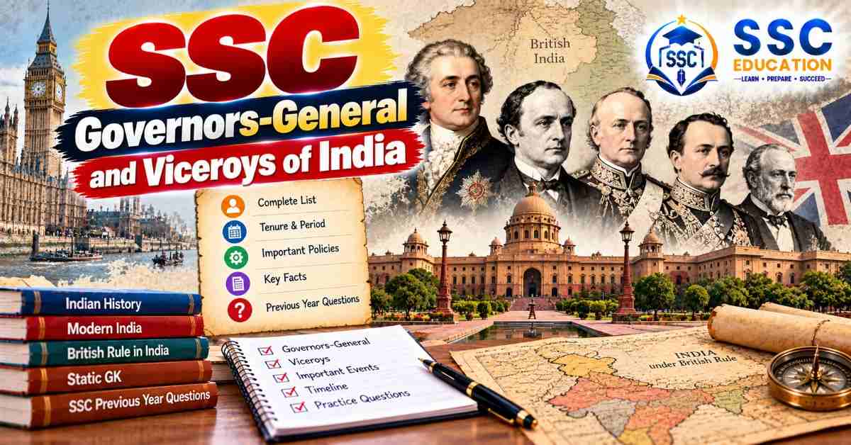 SSC Governors-General and Viceroys of India Questions with Answers