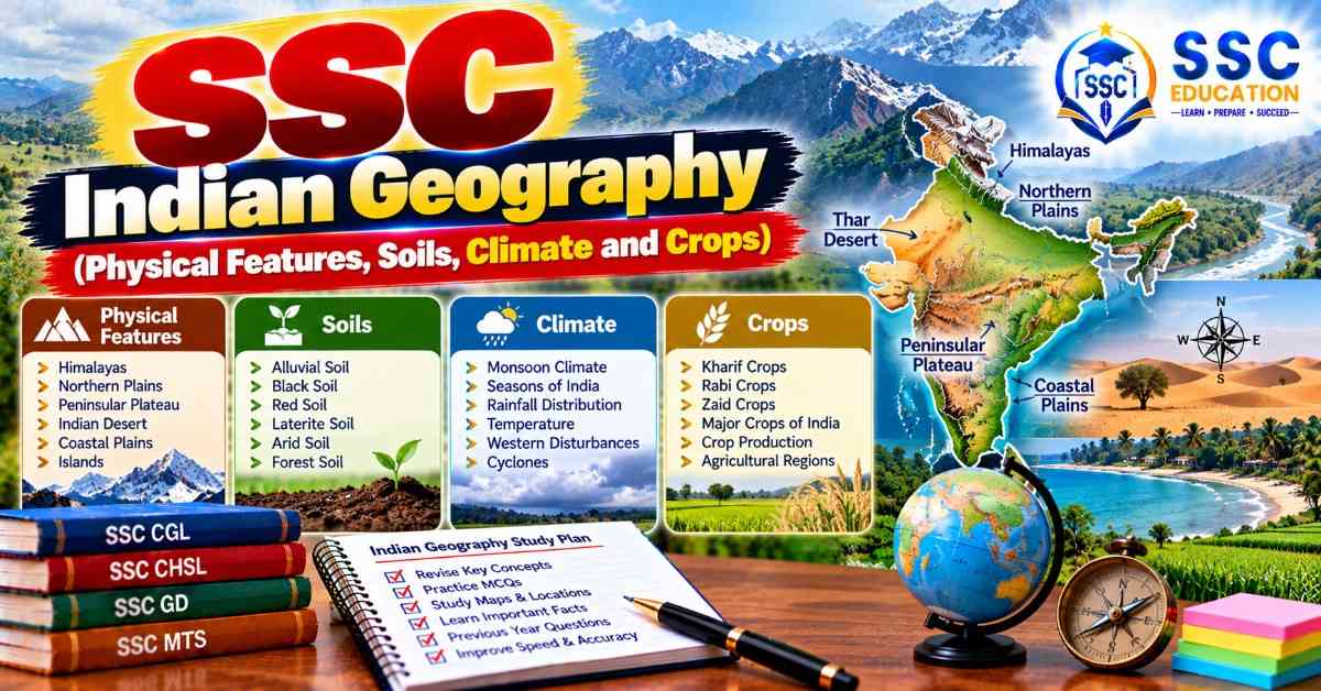 SSC Indian Geography Questions with Answers (Physical Features, Soils, Climate and Crops)