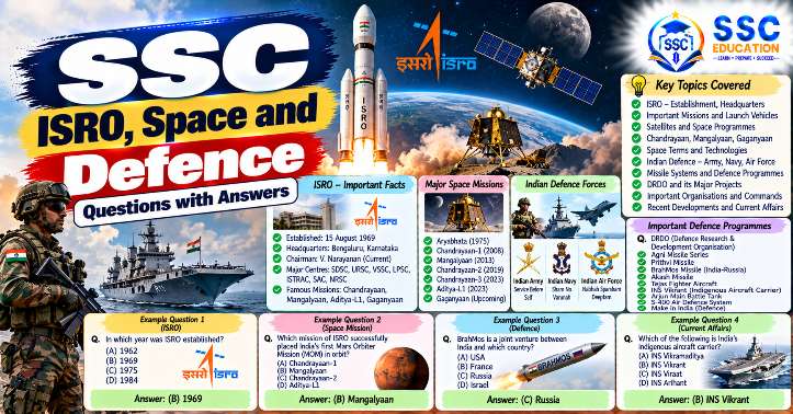 SSC ISRO, Space and Defence Questions with Answers