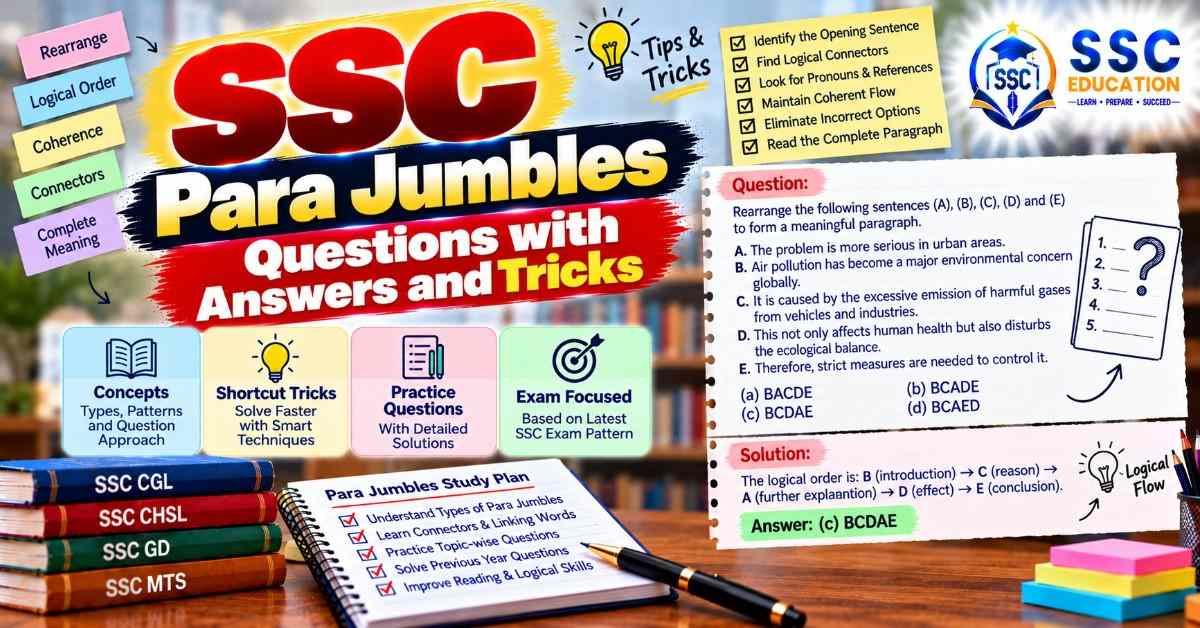 SSC Para Jumbles Questions with Answers and Tricks