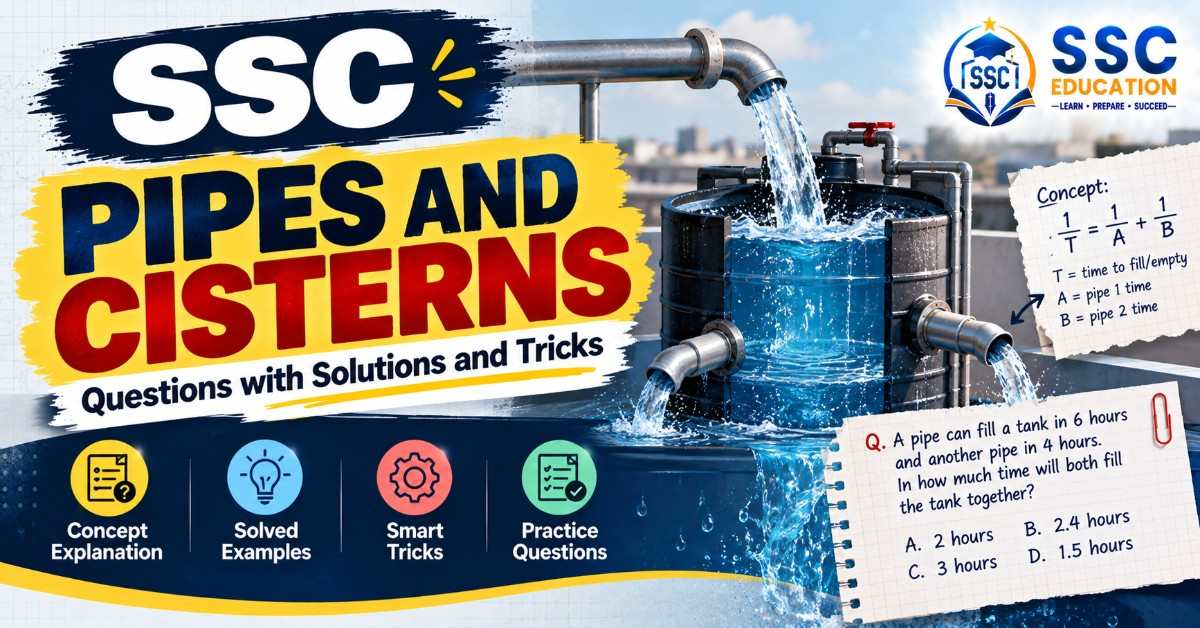 SSC Pipes and Cisterns Questions with Solutions and Tricks