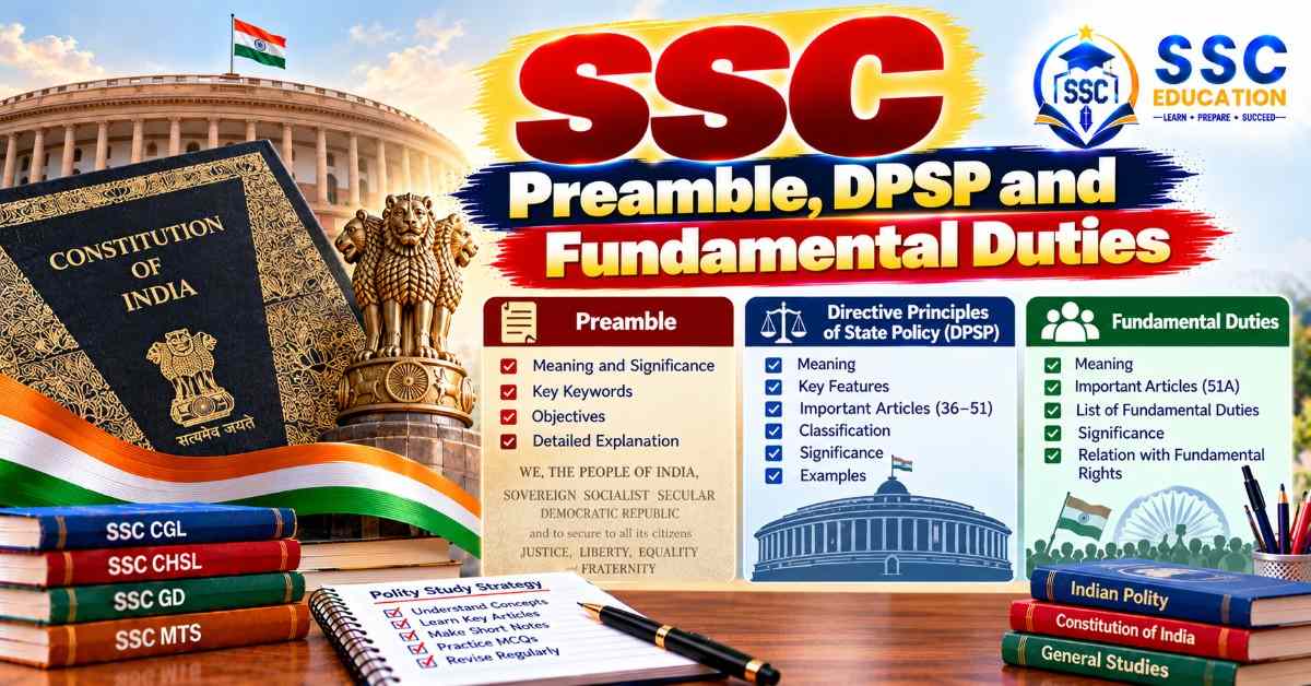SSC Preamble, DPSP and Fundamental Duties Questions with Answers