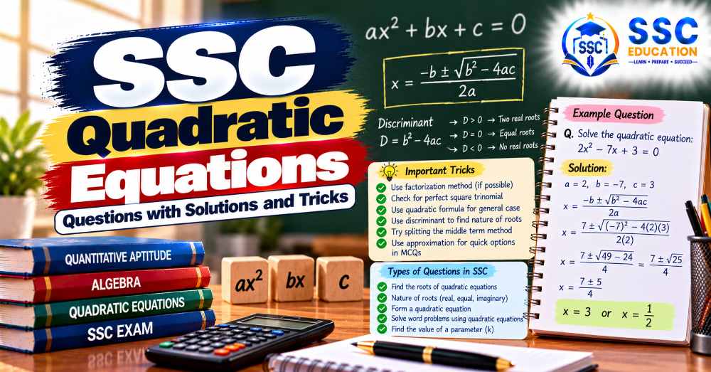 SSC Quadratic Equations Questions with Solutions and Tricks