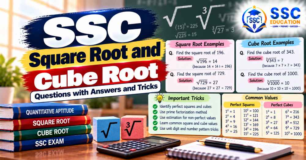 SSC Square Root and Cube Root Questions with Answers and Tricks