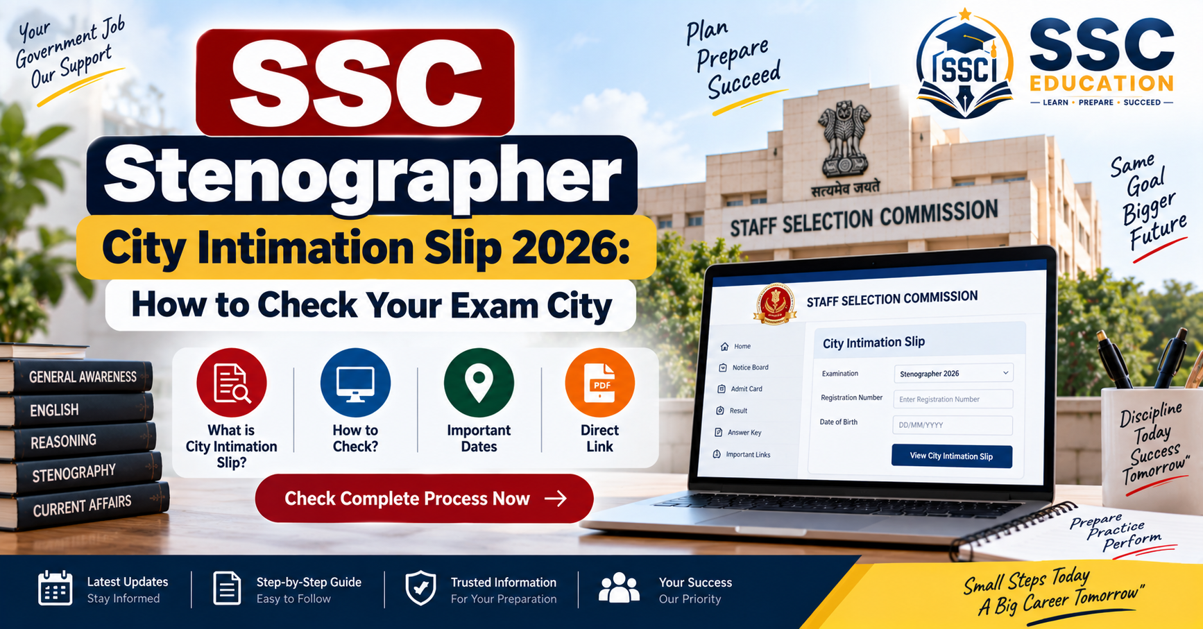 SSC Stenographer City Intimation Slip 2026: How to Check Your Exam City