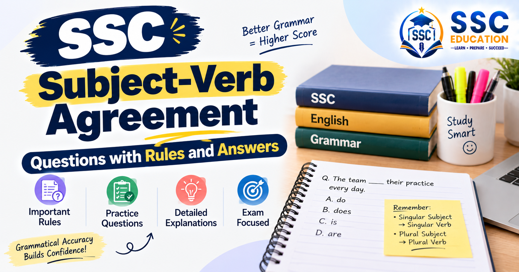 SSC Subject-Verb Agreement Questions with Rules and Answers