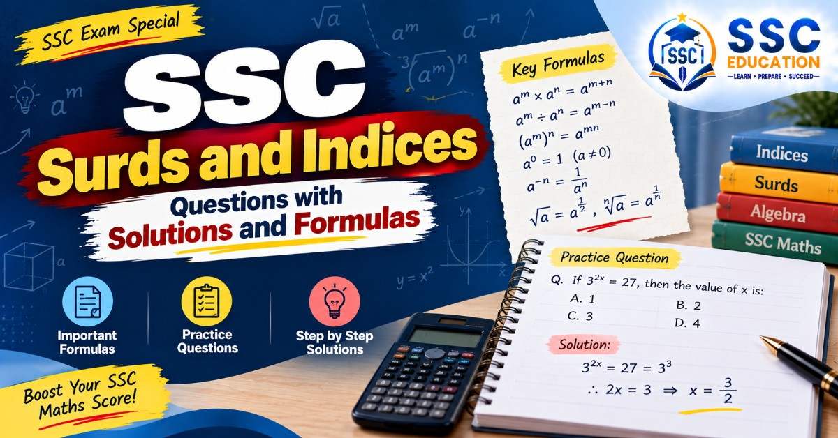 SSC Surds and Indices Questions with Solutions and Formulas