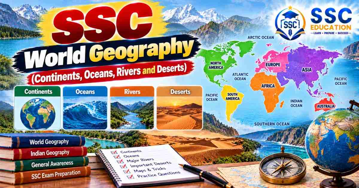 SSC World Geography Questions with Answers (Continents, Oceans, Rivers and Deserts)